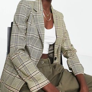Topshop Plaid Suit Jacket Blazer Size 4 NWT